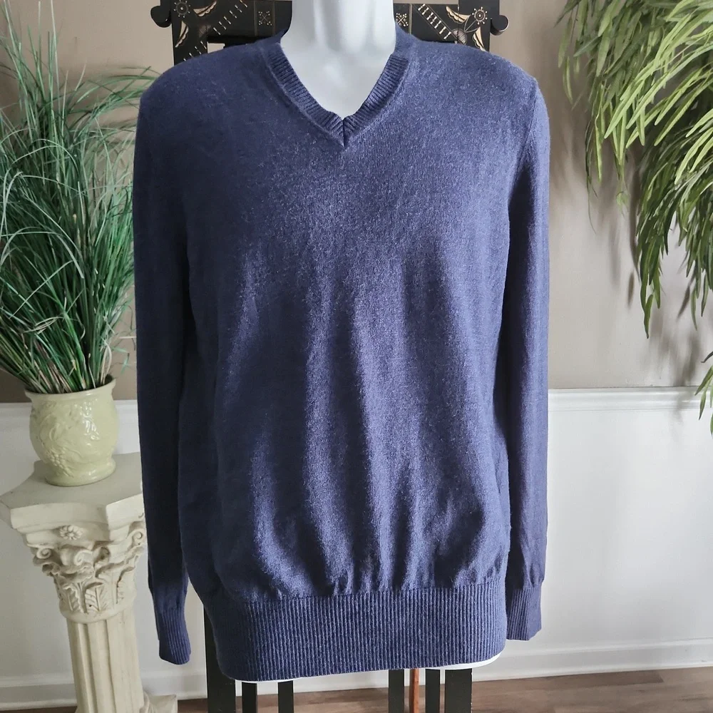 Banana Republic blue merino wool v-neck sweater
